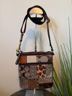 Y2K COACH Patchwork Animal Print Crossbody Bag 🐆🍒🤎